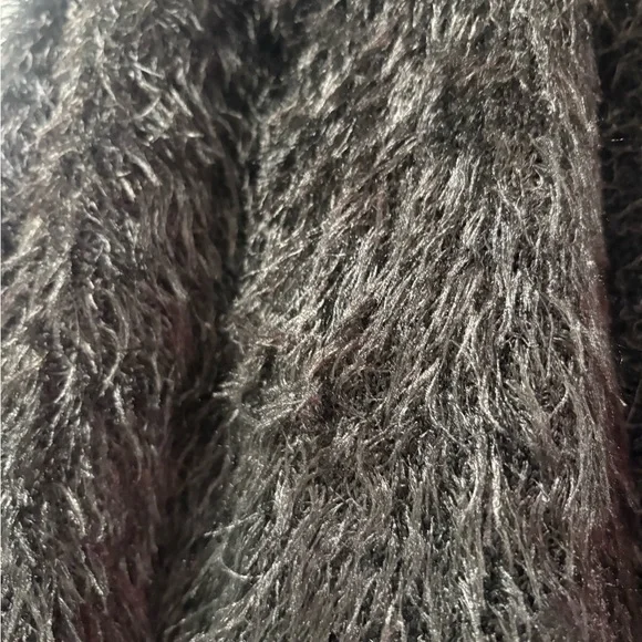 Open-Front Black Fuzzy Cardigan Sweater - Picture 4 of 6